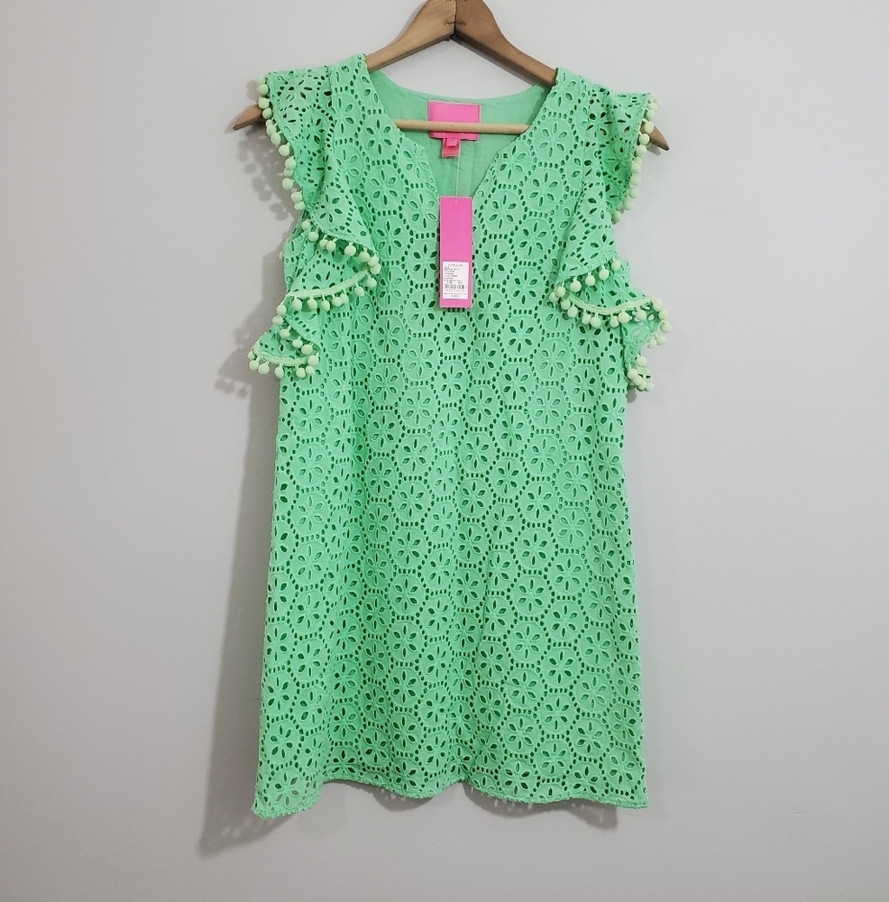 NWT Lilly Pulitzer Astara Patina Green Sand Dollar Eyelet Dress